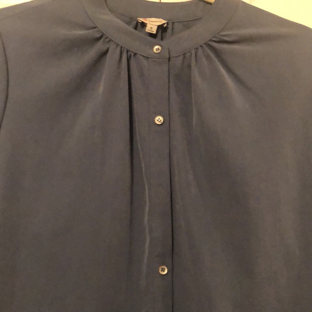 Mock Neck Ruffle Sleeve Button Down Top - Picture 4 of 4